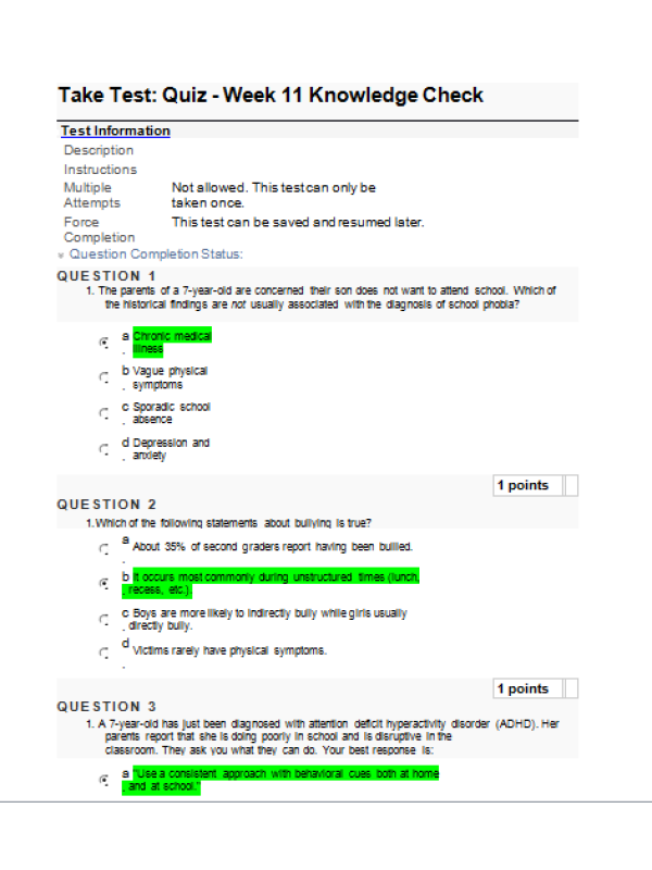 xNRNP 6541 Week 11 Quiz-Knowledge Check